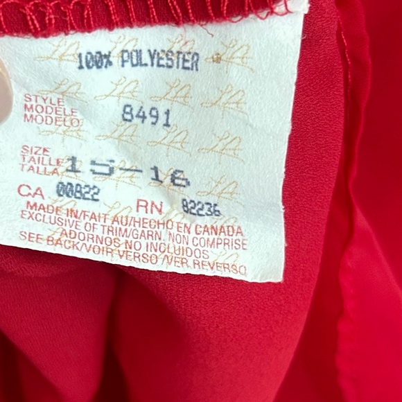 Y2K LORI ANN MONTREAL Babydoll Cherry Red Spaghetti Strap Tiered Slip Dress Sz L - Picture 14 of 15